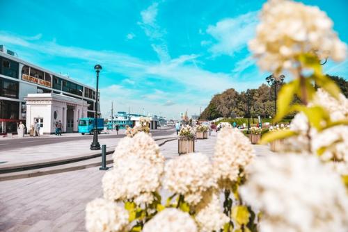 Прекрасные виды на отреставрированный северный речной вокзал в Москве. 02