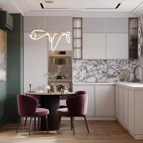 Яркая, эффектная кухня - гостиная. 01