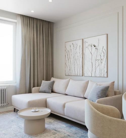 Светлый проект однокомнатной квартиры 50 м 2 в ЖК цивилизация на Неве в Санкт-петербурге. 03