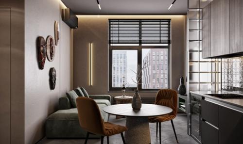 Проект 1-комнатной квартиры 40 м 2 для молодого человека. 03