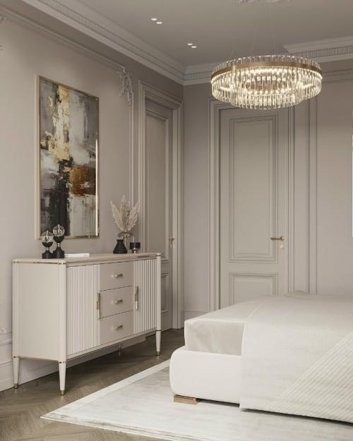 Благородные светло - кофейные оттенки в интерьере спальни. 03