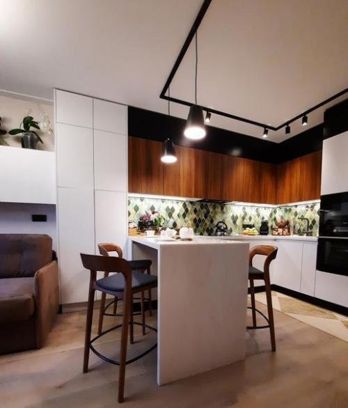 Уютный, приятный интерьер кухни - гостиной. 01