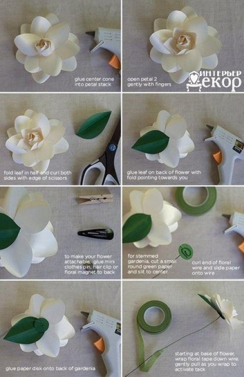 Красивые бумажные цветы гардении своими руками? 06