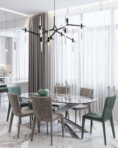 Гостиная с природными оттенками зеленого. 02