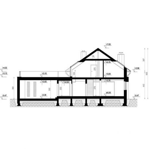 Эскизный проект одноэтажного дома с мансардной. 07