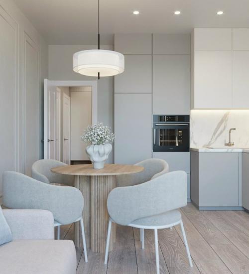 Светлый проект однокомнатной квартиры 50 м 2 в ЖК цивилизация на Неве в Санкт-петербурге. 01