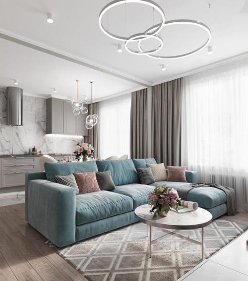 Изящная кухня - гостиная. 01