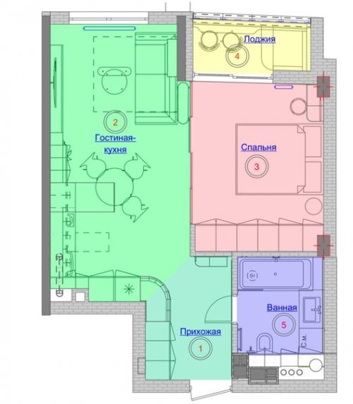 Элегантный, монохромный интерьер квартиры площадью 47 кв. 09