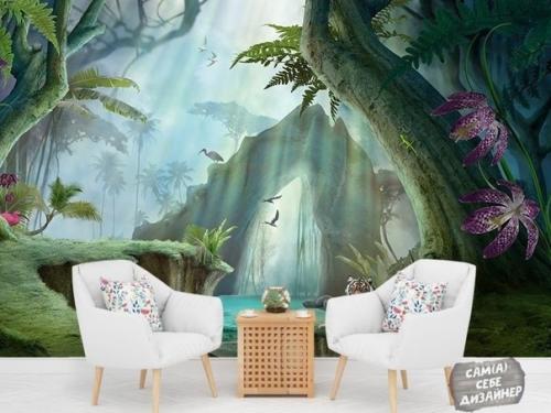 Фотообои Сказочный лес - очень красивое решение для оформления интерьера детской комнаты девочки или мальчика. 05
